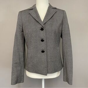 Ann Taylor 100% Wool Black & White Herringbone Blazer Size 4